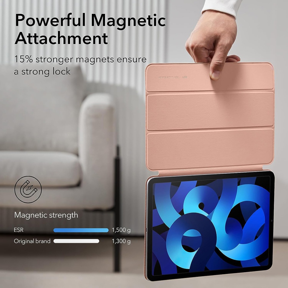 Husa pentru iPad Pro 11 2018 / Air 4 / 5 / 11 (2020/2022/2024), tip Carte, Rebound Magnetic ESR - Roz - 2 | YEO