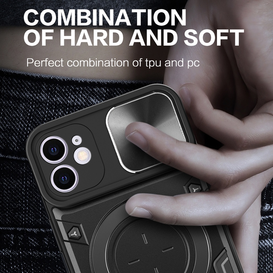 Husa pentru iPhone 11, cu inel magnetic si suport ajustabil, protecție completa camera, SKDR SafeCover - Roz auriu - 2 | YEO
