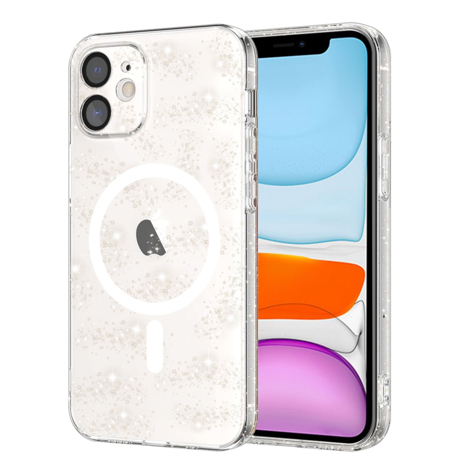 Husa pentru iPhone 11 , Magsafe, din Silicon TPU cu Sclipici, Design Elegant si Ultra Subtire, SKDR Shine - Transparenta