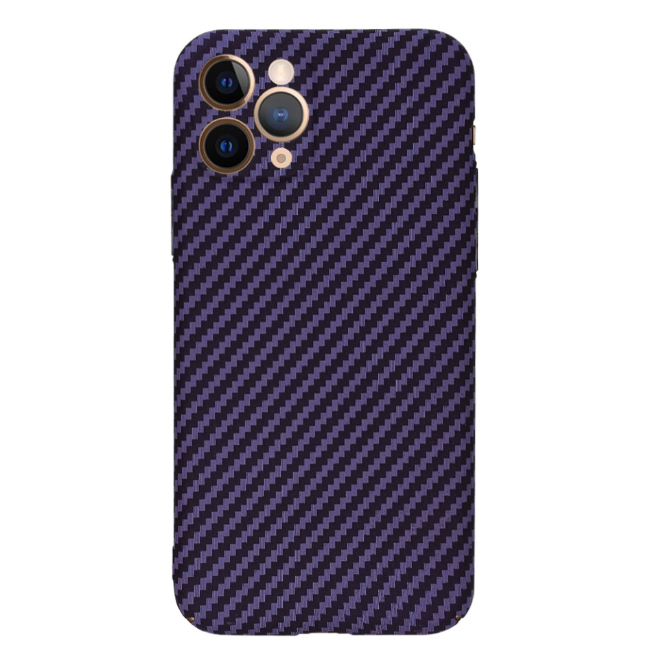 Husa pentru iPhone 11 Pro, Finisaj Premium cu Textura de Carbon, Design Elegant, SKDR CarbonFlex - Mov - 2 | YEO