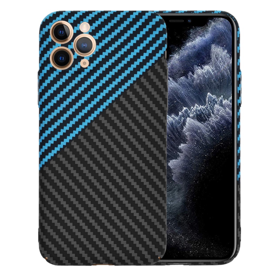 Husa pentru iPhone 11 Pro, Finisaj Premium cu Textura de Carbon, Design Elegant, SKDR CarbonFlex - Bleu