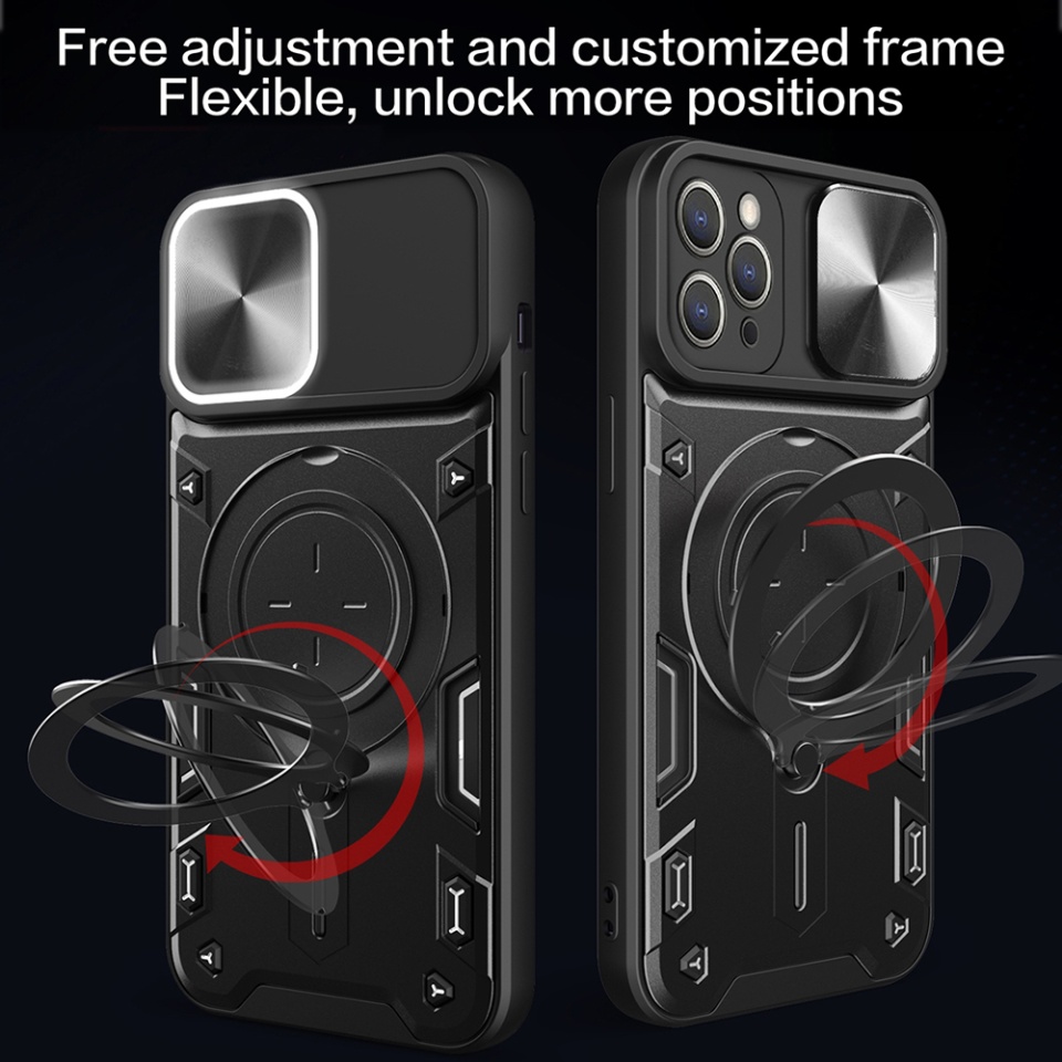 Husa pentru iPhone 11 Pro Max, SKYDDAR INNOVATION, CamGuard Pro, Inel Magnetic, Protectie Camera, Negru, set cu sticker - 2 | YEO
