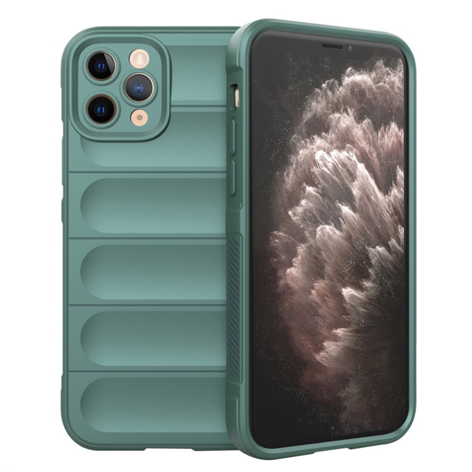 Husa pentru iPhone 11 Pro, SKYDDAR INNOVATION, Vogue, din Silicon Mat, Verde, set cu sticker