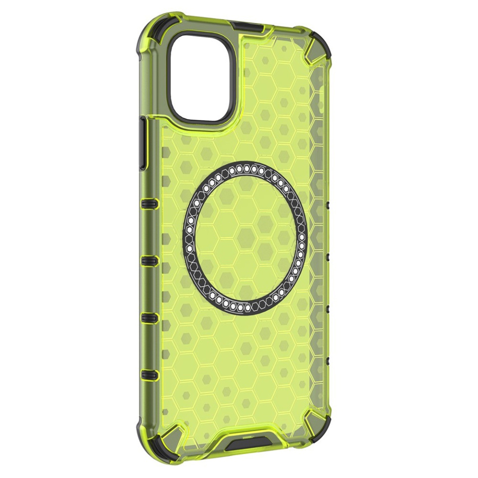 Husa pentru iPhone 11, SKYDDAR INNOVATION, HoneyComb Shield MagSafe, Antisoc, set cu sticker, Verde - 2 | YEO