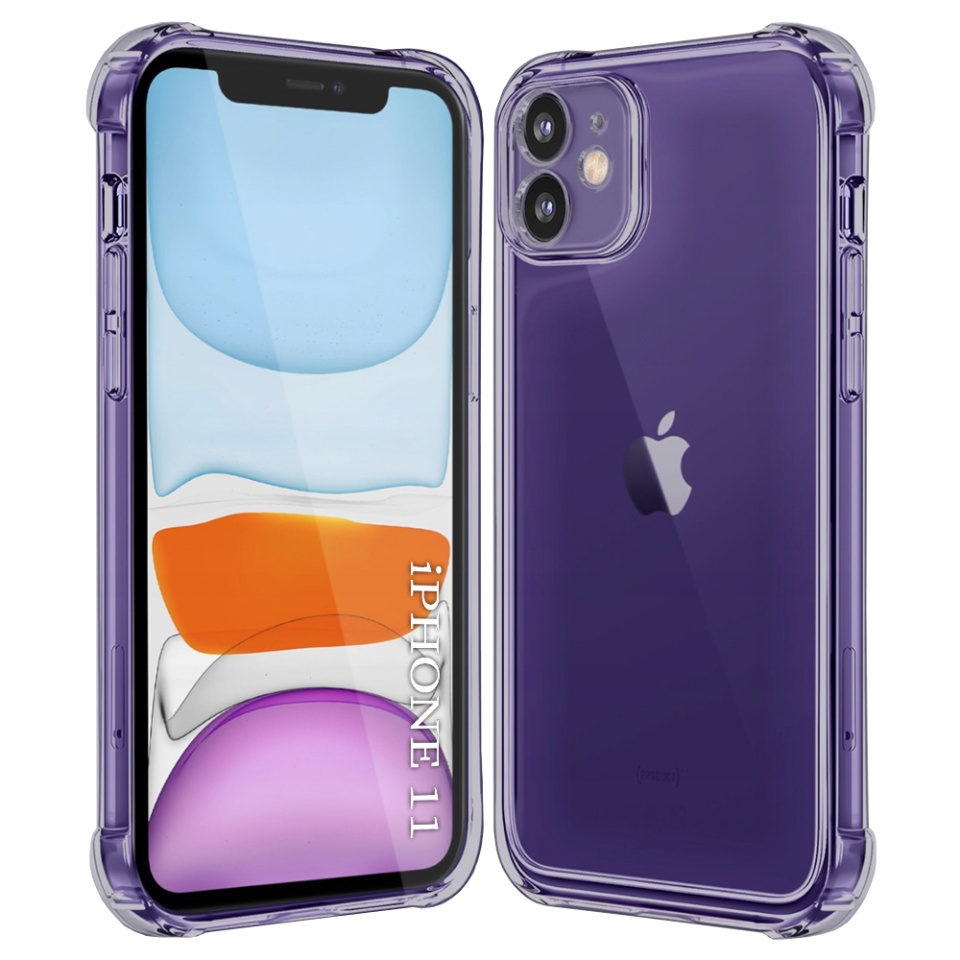 Husa pentru iPhone 11, SKYDDAR INNOVATION, Shockproof Clear Silicone, Silicon Slim, set cu sticker, Fumuriu