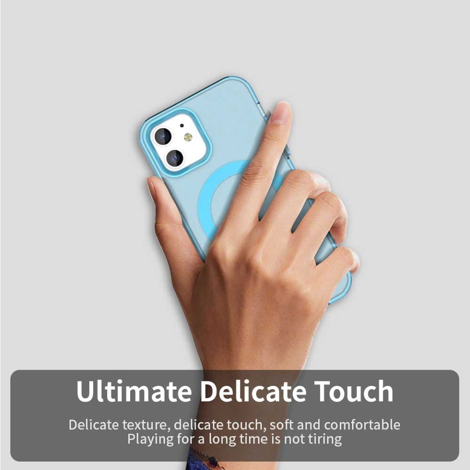 Husa pentru iPhone 12 / 12 Pro, SKYDDAR INOVATION, CandyCase, Magsafe, set cu sticker, Albastru - 3 | YEO