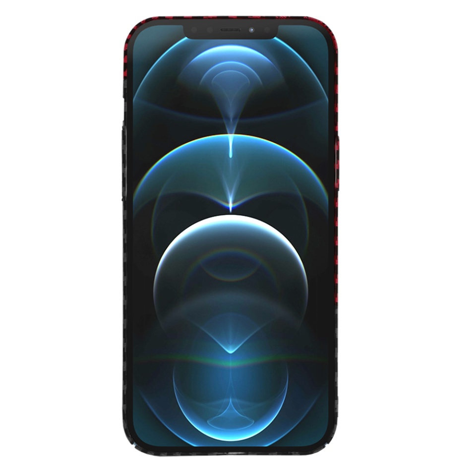 Husa pentru iPhone 12 Pro Max, Finisaj Premium cu Textura de Carbon, Design Elegant, SKDR CarbonFlex - Rosu inchis - 2 | YEO