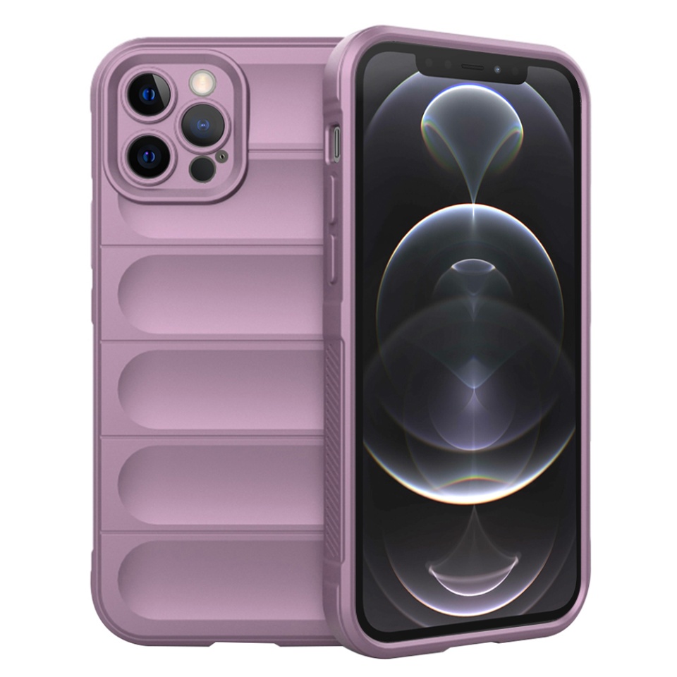 Husa pentru iPhone 12 Pro, SKYDDAR INNOVATION, Vogue, din Silicon Mat, Mov, set cu sticker