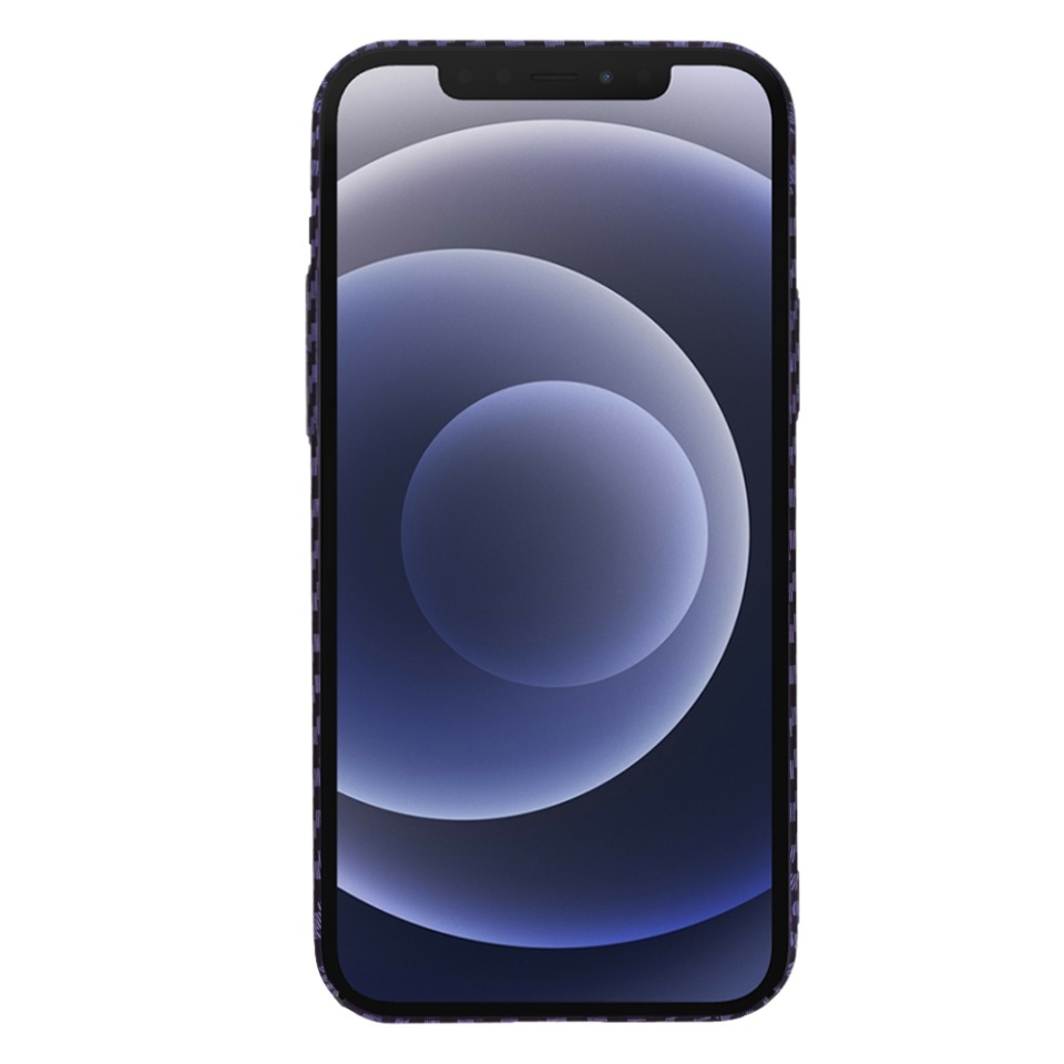 Husa pentru iPhone 12, SKYDDAR INNOVATION, textura carbon, Carbonite FiberShell, set cu sticker, Mov, - 1 | YEO