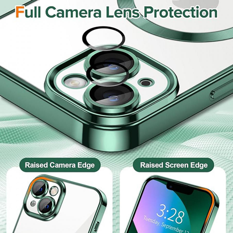 Husa pentru iPhone 13 cu Magsafe integrat, SKYDDAR Luxury Shield - Verde inchis - 3 | YEO