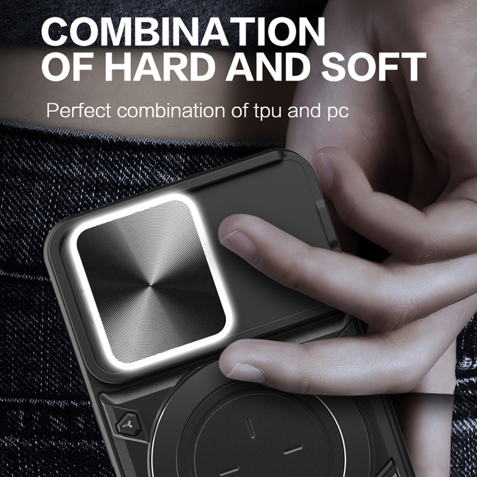 Husa pentru iPhone 13 Pro Max, SKYDDAR INNOVATION, CamGuard Pro, Inel Magnetic, Protectie Camera, Roz auriu, set cu sticker - 3 | YEO