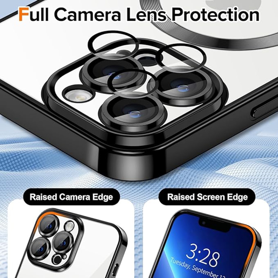 Husa pentru iPhone 13 Pro, SKYDDAR INNOVATION, Luxury Shield Magsafe, Protectie Antisoc, Negru, set cu sticker - 3 | YEO
