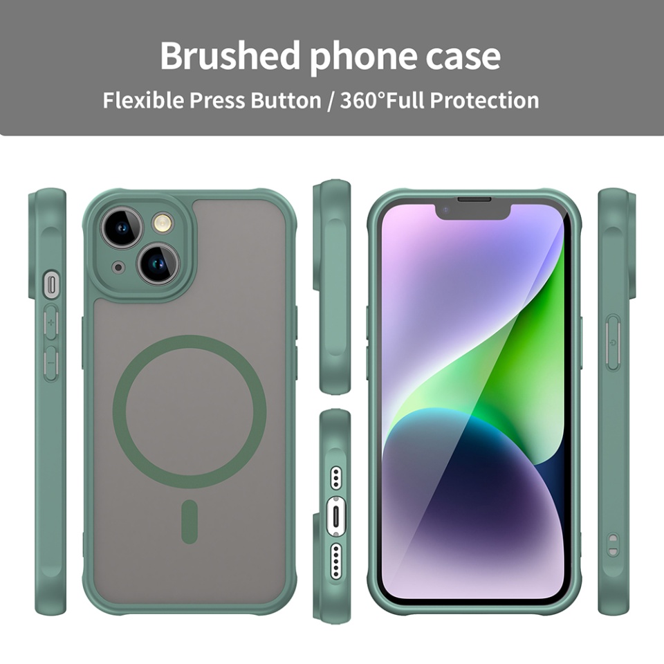 Husa pentru iPhone 13, SKYDDAR INNOVATION, HaloFrost MagSafe II, Antisoc, set cu sticker, Verde - 2 | YEO
