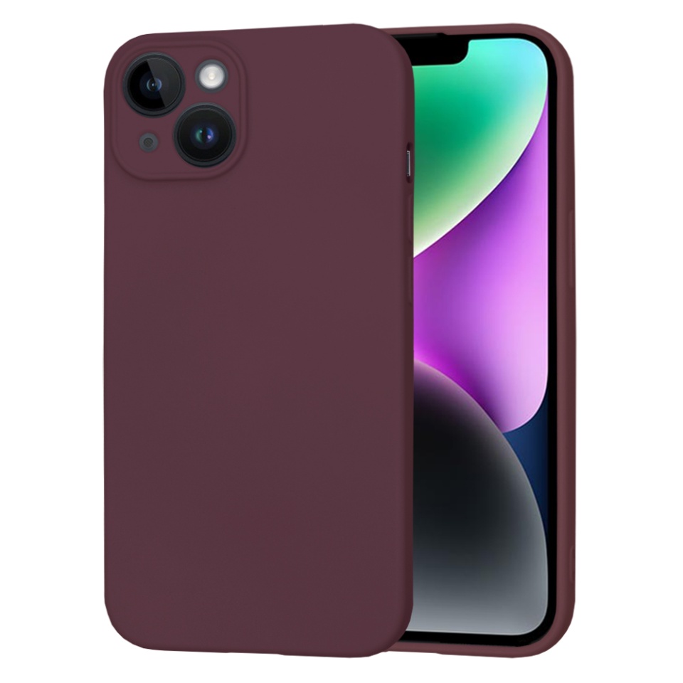 Husa pentru iPhone 14 din Silicon Catifelat, Protectie Premium, Skyddar SoftElegance - Bordo
