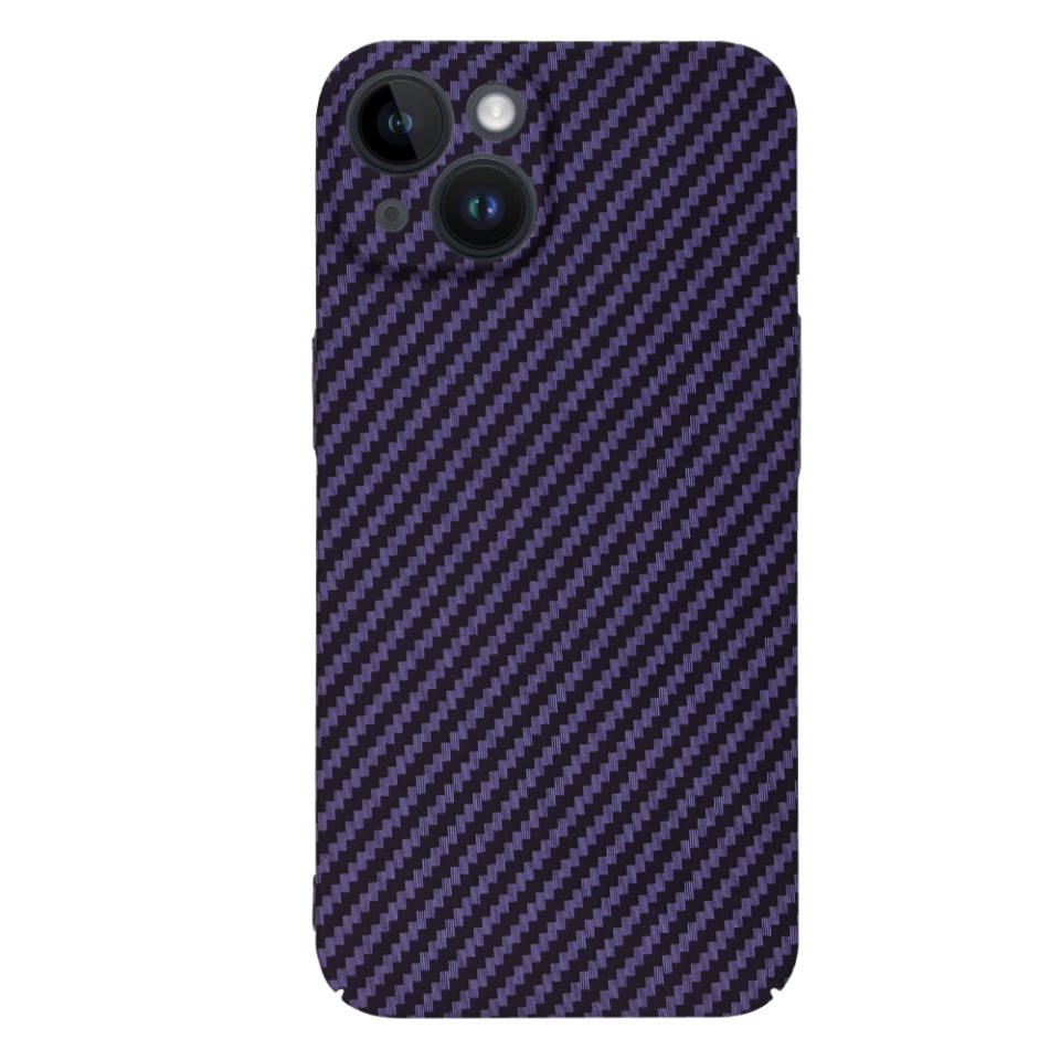 Husa pentru iPhone 14, Finisaj Premium cu Textura de Carbon, Design Elegant, SKDR CarbonFlex - Mov - 2 | YEO