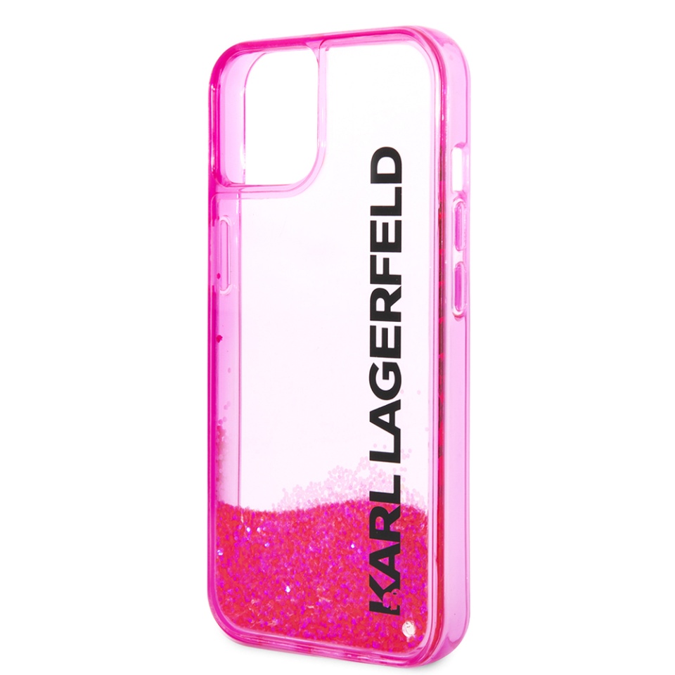 Husa pentru iPhone 14 Plus, Hardcase Liquid Glitter, Karl Lagerfeld - Roz - 1 | YEO