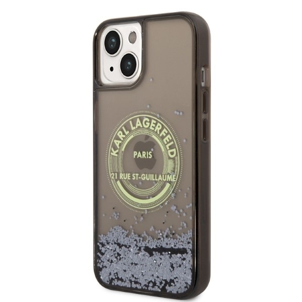 Husa pentru iPhone 14 Plus, Hardcase Liquid Glitter, Karl Lagerfeld - Sclipici Negru - 3 | YEO