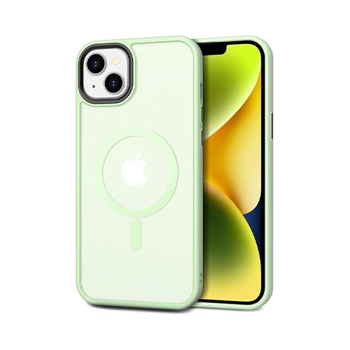 Husa pentru iPhone 14 Plus Magsafe, ce absoarbe intens socurile, Skyddar Frosted - Verde deschis