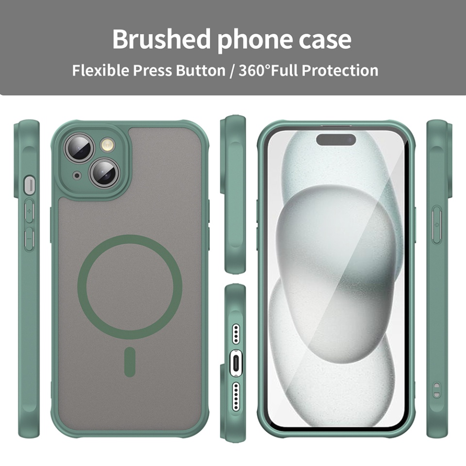 Husa pentru iPhone 14 Plus, SKYDDAR INNOVATION, HaloFrost MagSafe II, Antisoc, set cu sticker, Verde - 2 | YEO