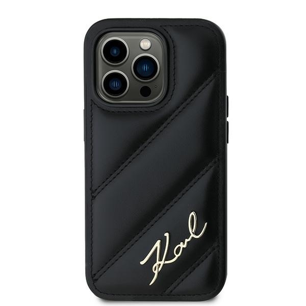 Husa pentru iPhone 14 Pro, Diagonal Quilted Script, Karl Lagerfeld - Negru - 2 | YEO