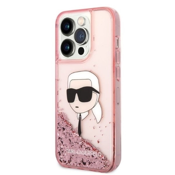 Husa pentru iPhone 14 Pro, Hardcase Glitter, Karl Lagerfeld, Roz - 2 | YEO