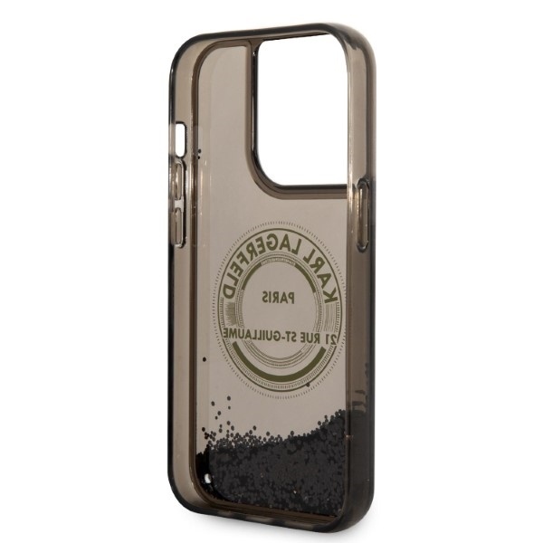 Husa pentru iPhone 14 Pro, Hardcase Liquid Glitter, Karl Lagerfeld - Negru Sclipici - 3 | YEO