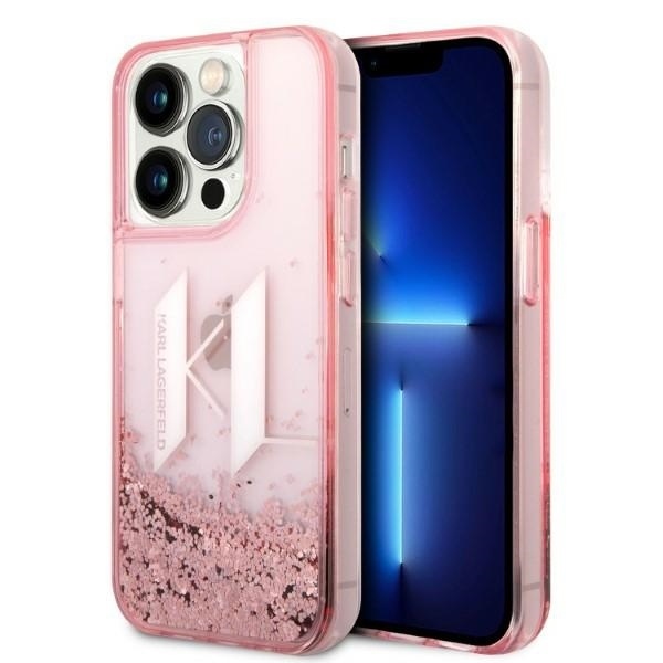 Husa pentru iPhone 14 Pro, Hardcase Liquid Glitter, Karl Lagerfeld - Roz