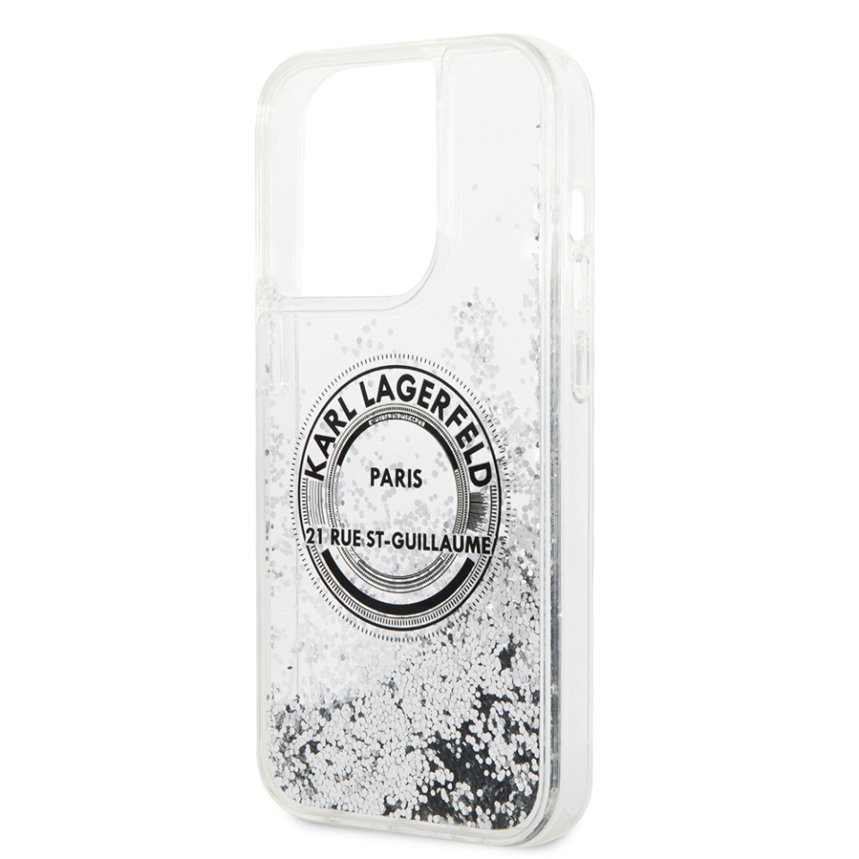 Husa pentru iPhone 14 Pro, Hardcase Liquid Glitter, Karl Lagerfeld - Argintiu - 1 | YEO
