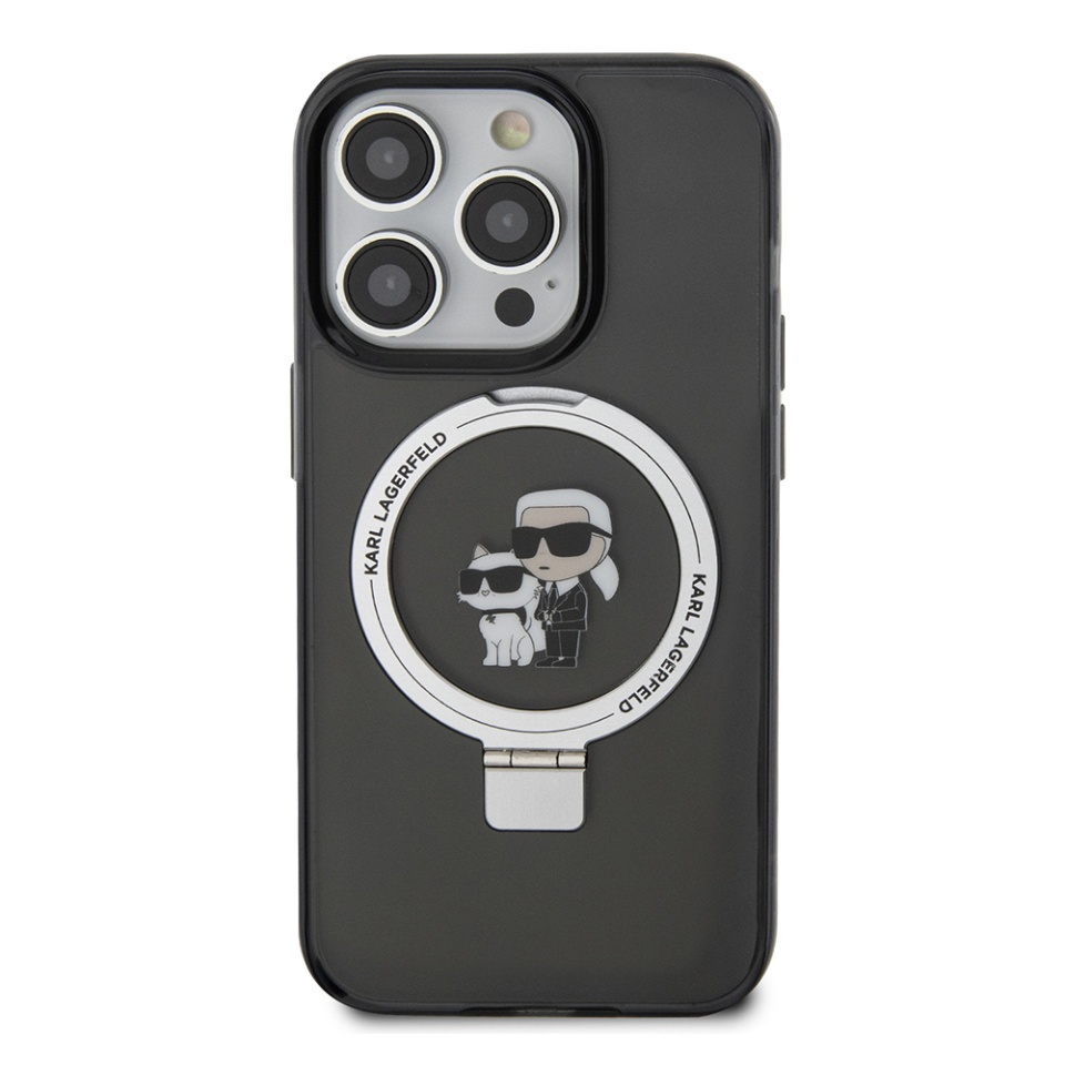 Husa pentru iPhone 14 Pro, Hardcase Ring Stand MagSafe, Karl Lagerfeld - Negru - 1 | YEO