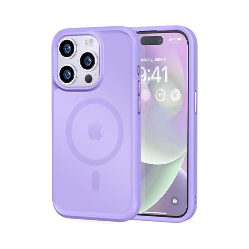 Husa pentru iPhone 14 Pro Magsafe, ce absoarbe intens socurile, Skyddar Frosted - Mov deschis