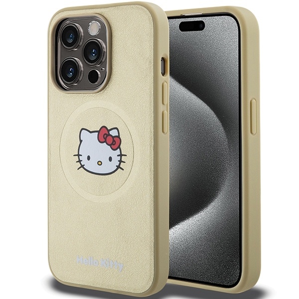 Husa pentru iPhone 14 Pro Max, Hardcase Leather Kitty Head MagSafe, Hello Kitty - Piele ecologica