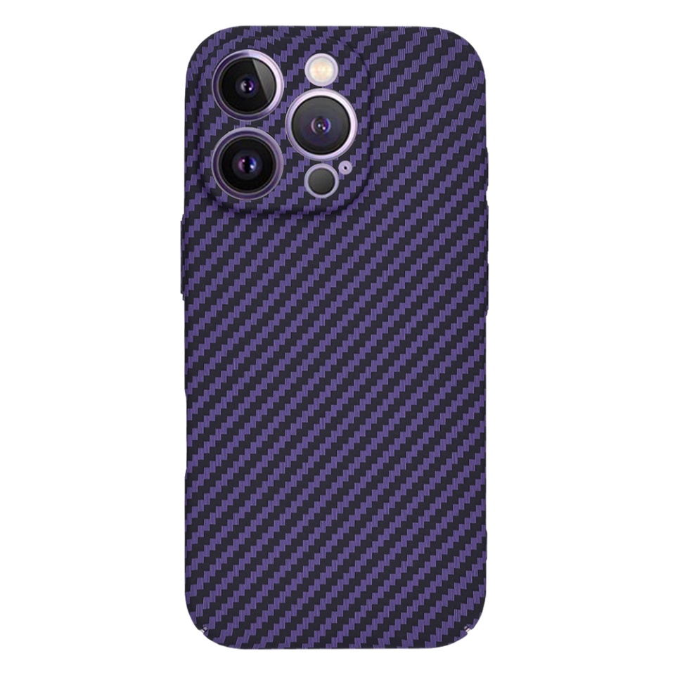 Husa pentru iPhone 14 Pro Max, SKYDDAR INNOVATION, textura carbon, Carbonite FiberShell, Mov, set cu sticker - 2 | YEO