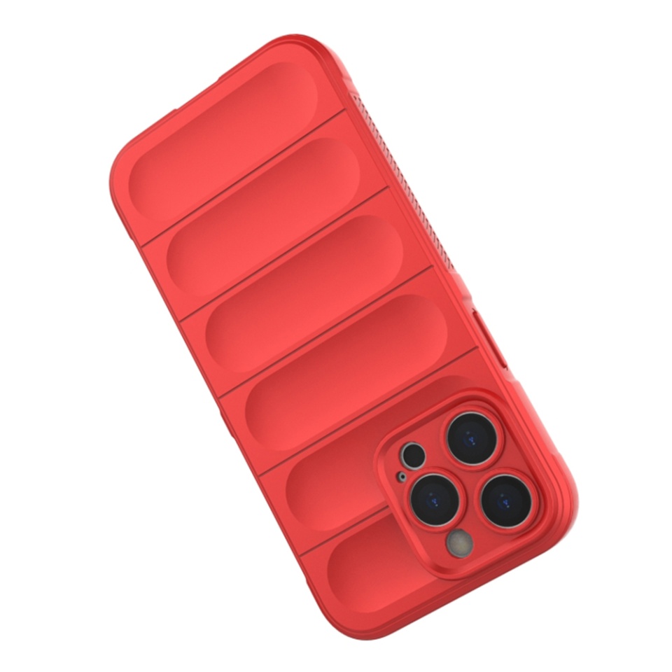 Husa pentru iPhone 14 Pro Max, SKYDDAR INNOVATION, Vogue, din Silicon Mat, Rosu, set cu sticker - 2 | YEO