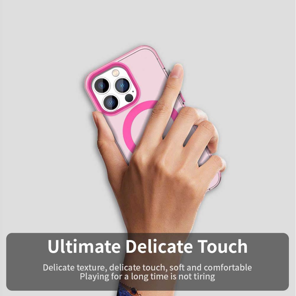 Husa pentru iPhone 14 Pro Max, SKYDDAR INOVATION, CandyCase, Magsafe, set cu sticker, Roz - 3 | YEO