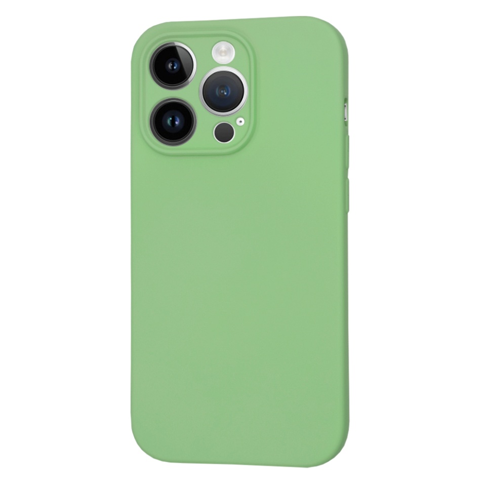 Husa pentru iPhone 14 Pro, SKYDDAR INNOVATION, din Silicon Catifelat, SoftFlex Magsafe, Verde deschis, set cu sticker - 1 | YEO