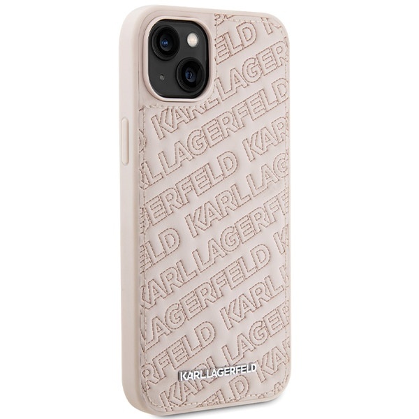 Husa pentru iPhone 15, Diagonal Quilted K Pattern, Karl Lagerfeld, Roz - 2 | YEO