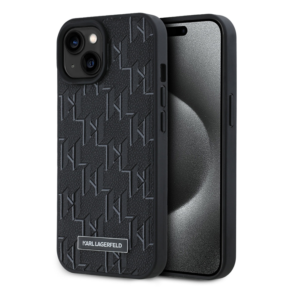 Husa pentru iPhone 15 Leather MagSafe, Karl Lagerfeld - Negru