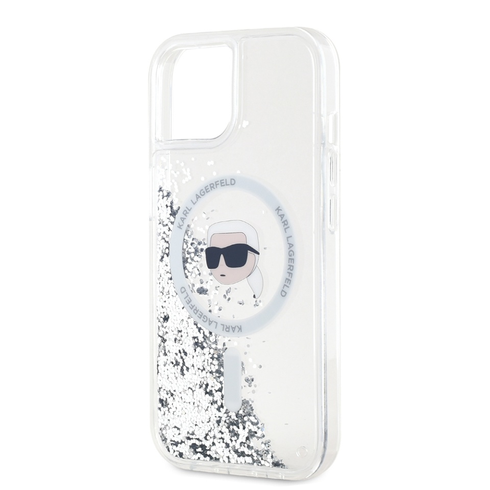 Husa pentru iPhone 15, Liquid Glitter MagSafe, Karl Lagerfeld - Transparenta - 1 | YEO