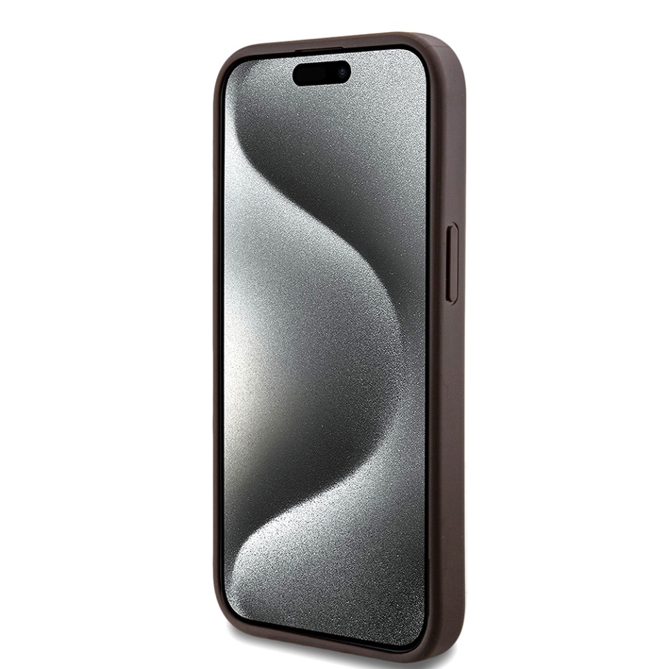Husa pentru iPhone 15 Plus, 4G Collection Leather MagSafe, Guess - Maro - 1 | YEO