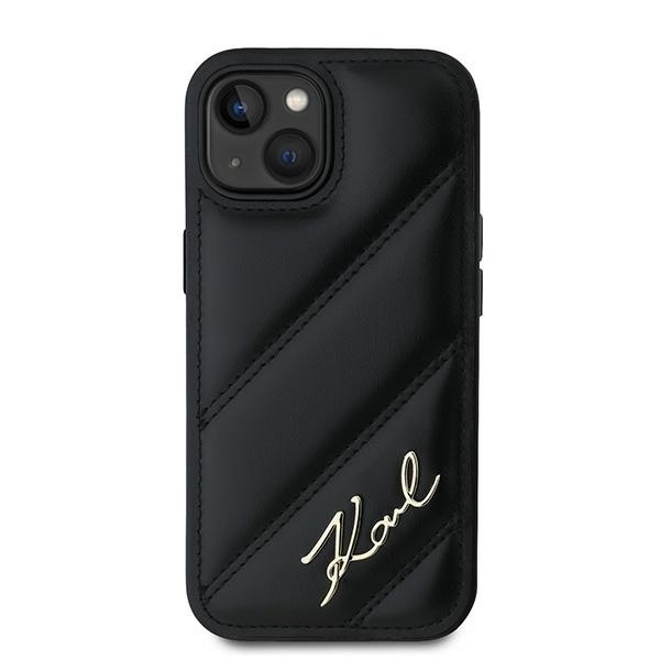 Husa pentru iPhone 15 Plus, Diagonal Quilted Script, Karl Lagerfeld - Negru - 2 | YEO