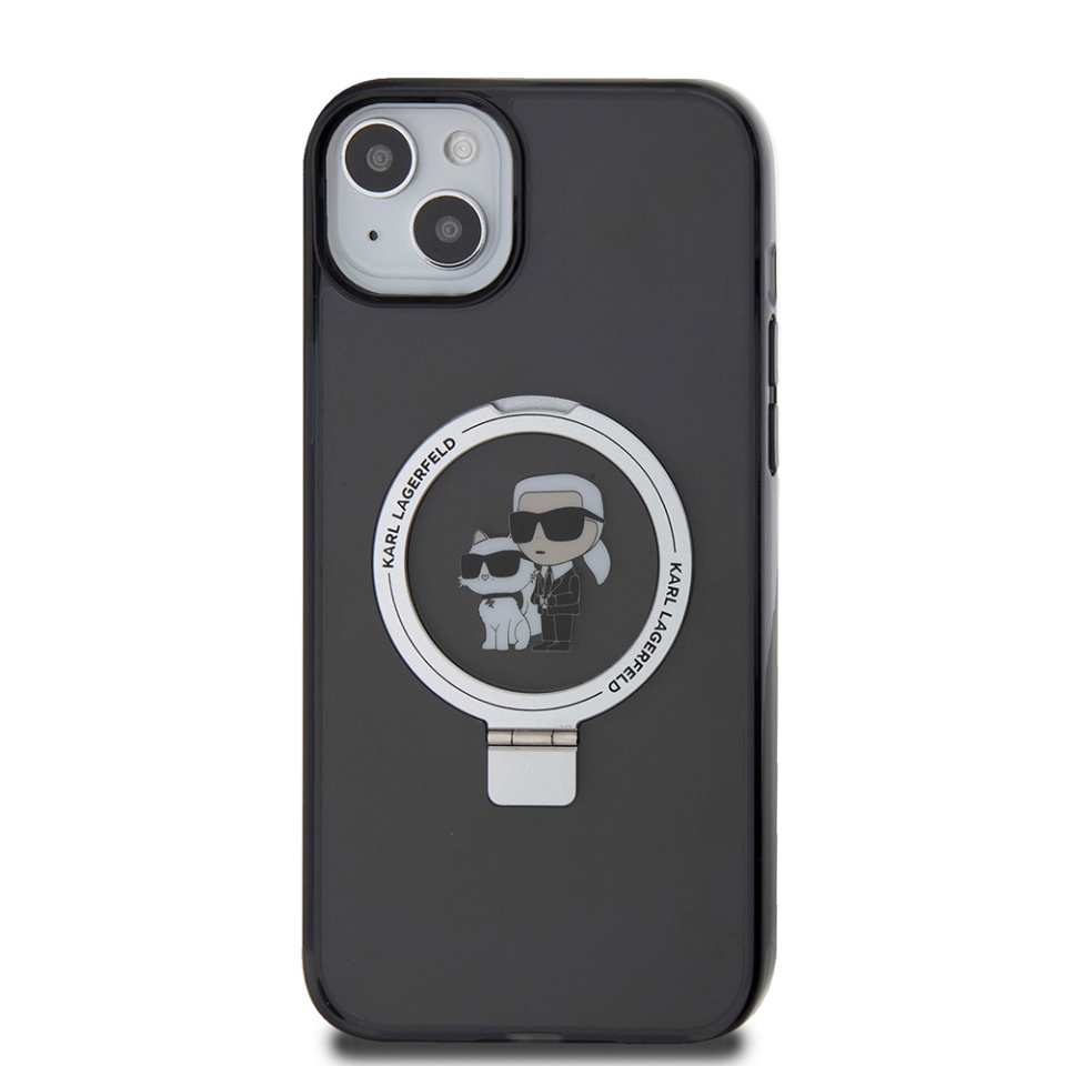 Husa pentru iPhone 15 Plus, Hardcase Ring Stand MagSafe, Karl Lagerfeld - Negru - 2 | YEO
