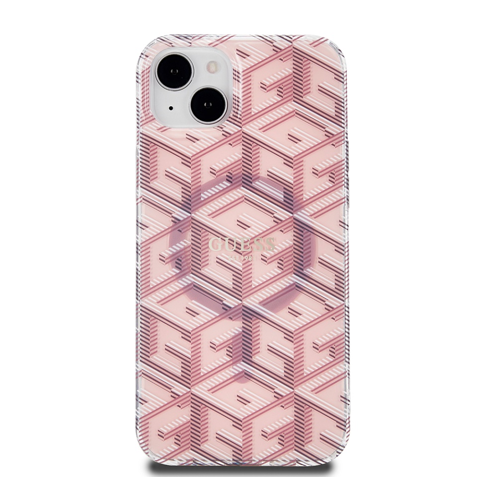 Husa pentru iPhone 15 Plus, IML GCube MagSafe, Guess - Roz - 2 | YEO