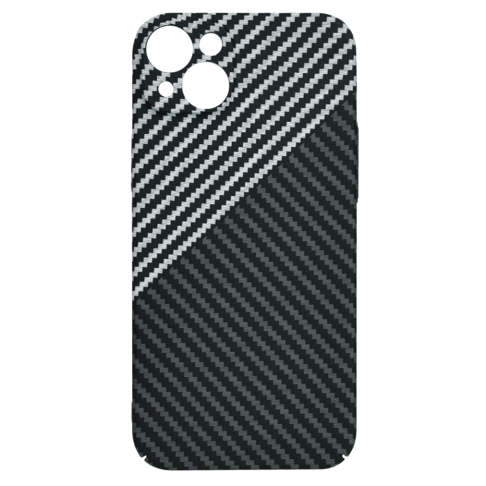 Husa pentru iPhone 15 Plus, SKYDDAR INNOVATION, textura carbon, Carbonite FiberShell, Gri, set cu sticker - 3 | YEO