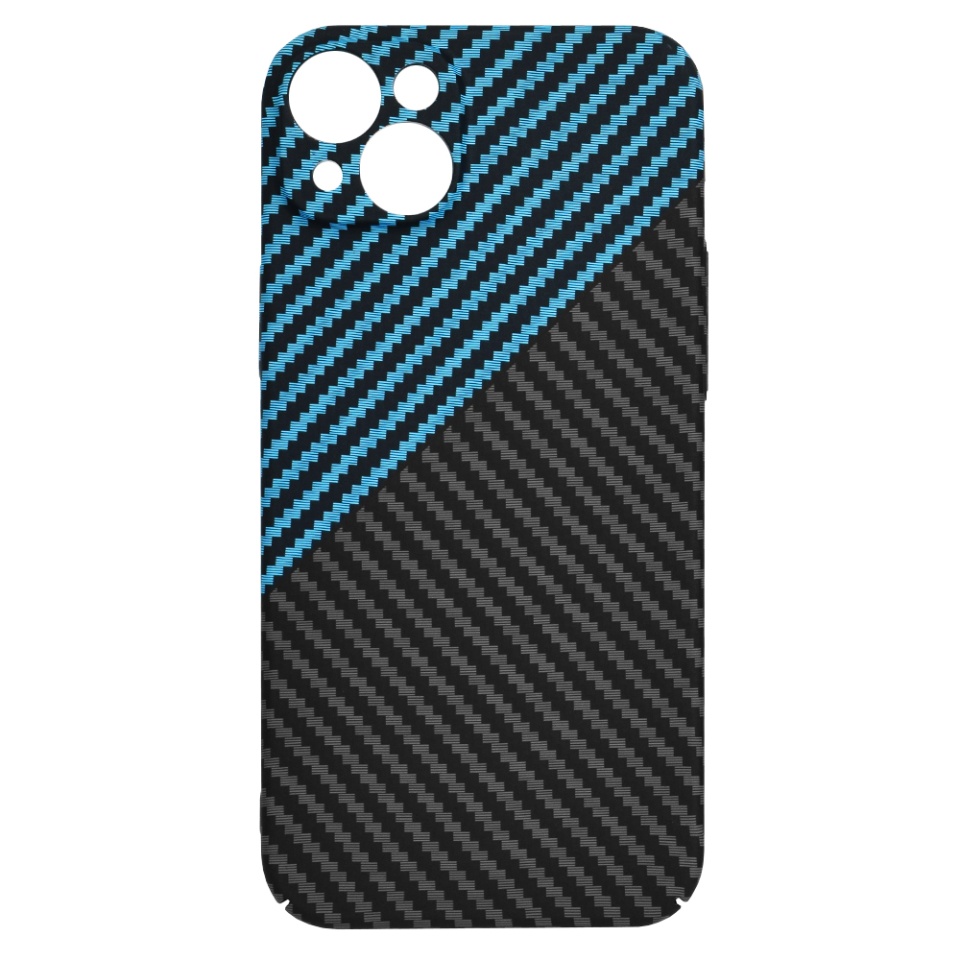 Husa pentru iPhone 15 Plus, SKYDDAR INNOVATION, textura carbon, Carbonite FiberShell, Bleu, set cu sticker - 3 | YEO