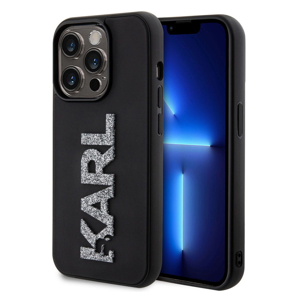 Husa pentru iPhone 15 Pro, 3D Design, Karl Lagerfeld, Negru