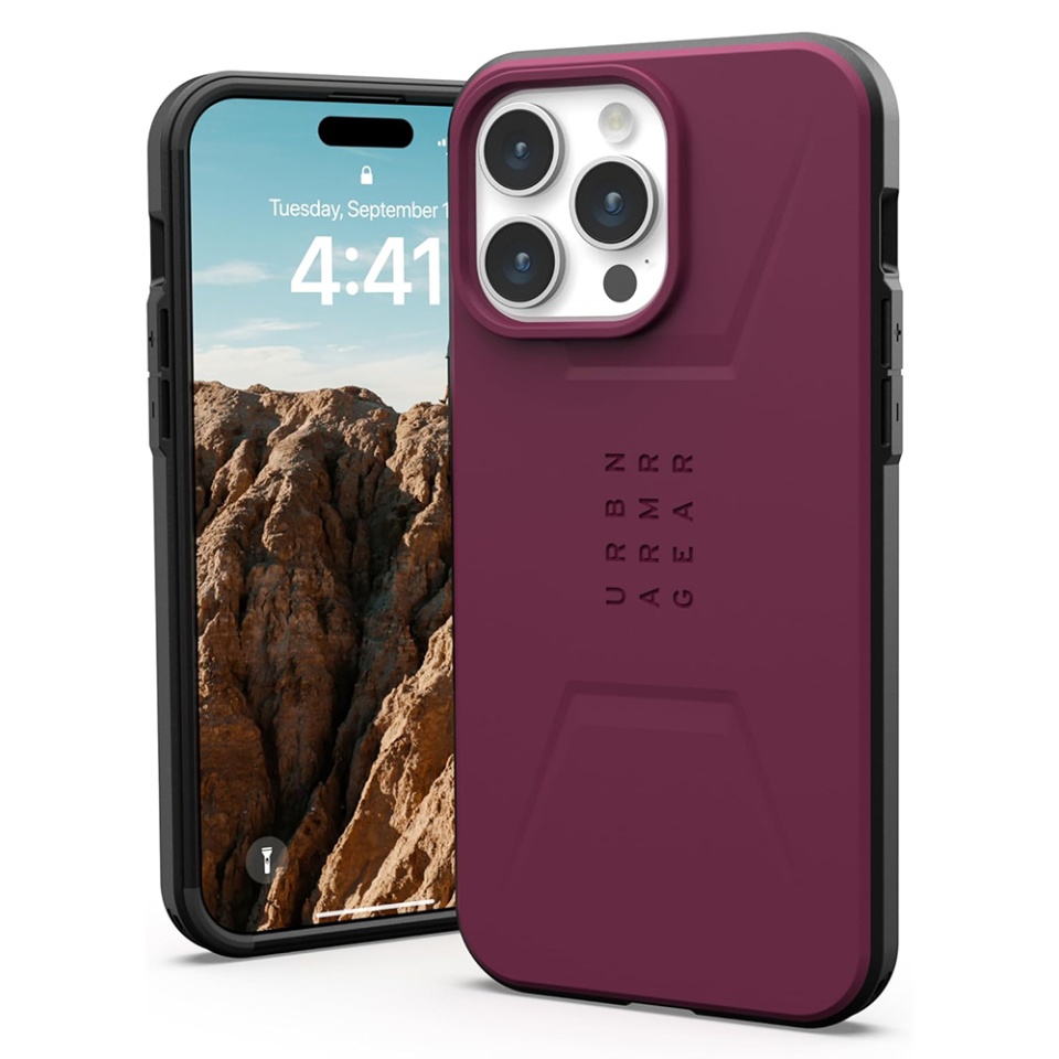 Husa pentru iPhone 15 Pro, Civilian Pro MagSafe, UAG - Bordo