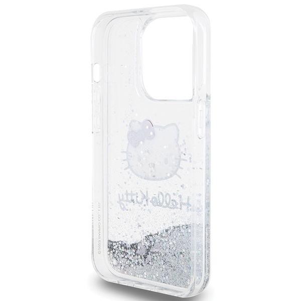 Husa pentru iPhone 15 Pro, Hardcase Liquid Glitter, Hello Kitty - Argintiu - 3 | YEO