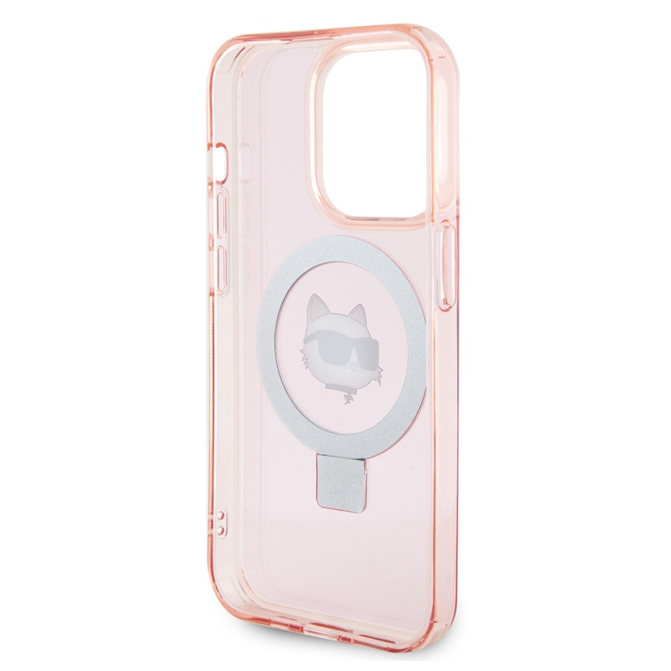Husa pentru iPhone 15 Pro, Hardcase Ring Stand MagSafe, Karl Lagerfeld - Roz - 1 | YEO