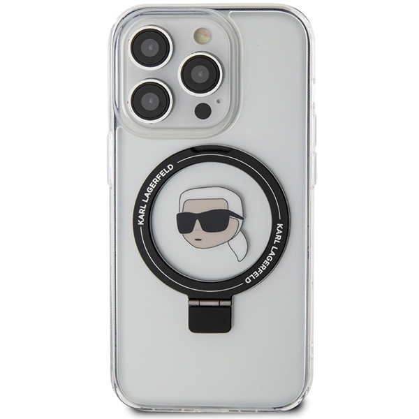 Husa pentru iPhone 15 Pro, Hardcase Ring Stand MagSafe, Karl Lagerfeld - Alb - 3 | YEO