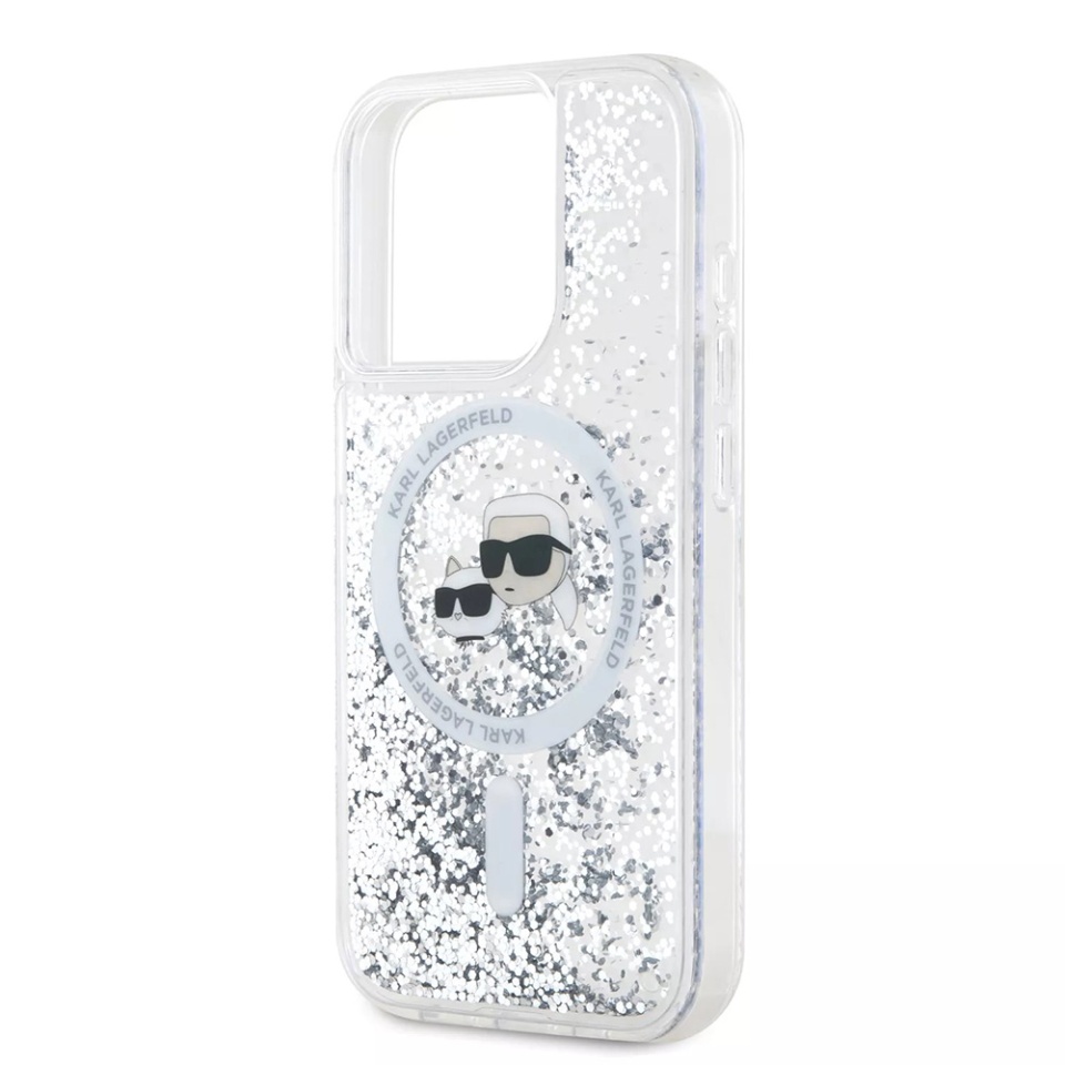 Husa pentru iPhone 15 Pro, Liquid Glitter MagSafe, Karl Lagerfeld - Transparenta - 2 | YEO